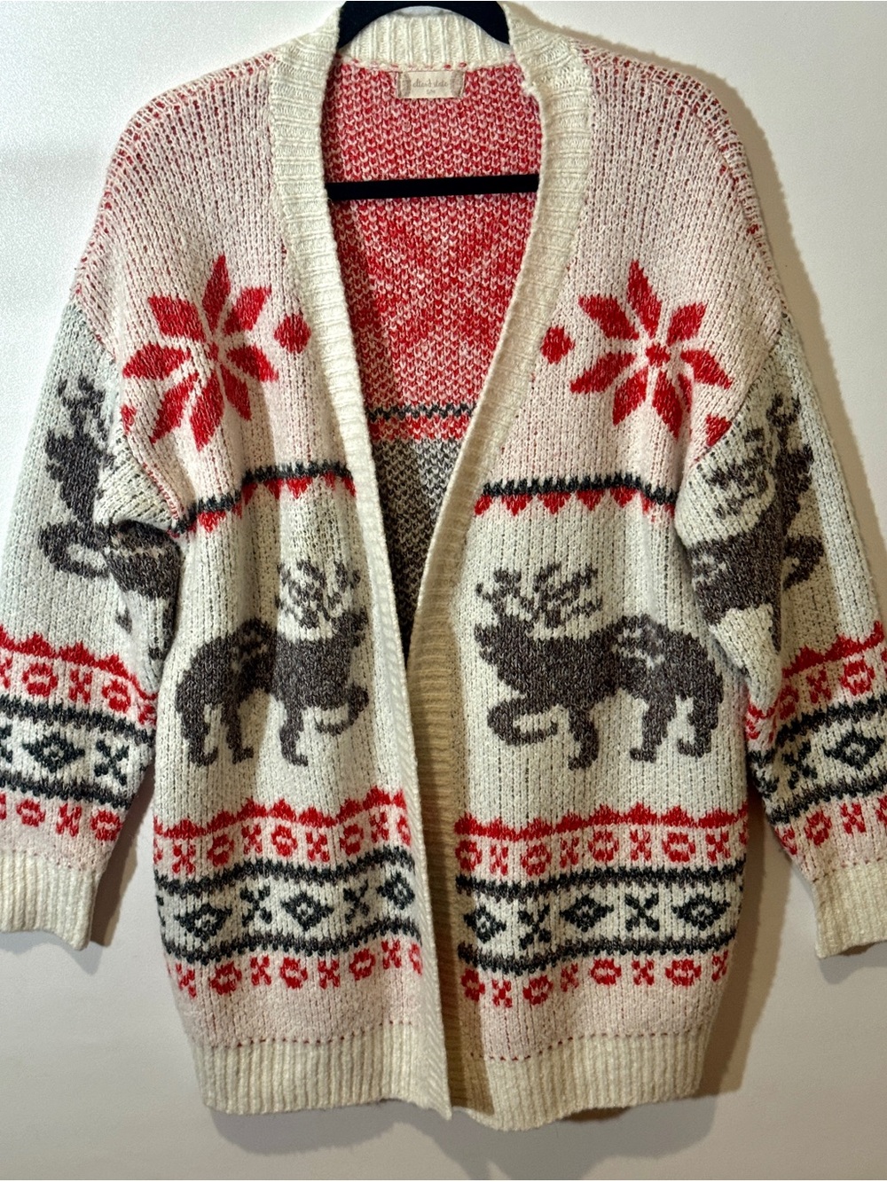 Altar’d State Cardigan Women’s Small Medium Reindeer Fair Isle Open Front